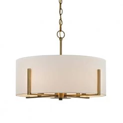 Manhattan 4-Light Aged Brass Chandelier with Cream Colored Drum Shade by Home Decorators Collection