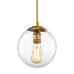 9 in.1-Light Aged Brass Globe Pendant with Vintage Bulb Included by Home Decorators Collection