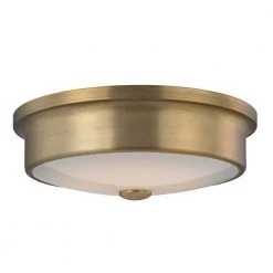 Versailles 12 in. Aged Brass LED Flush Mount Ceiling Light with White Glass Shade by Home Decorators Collection