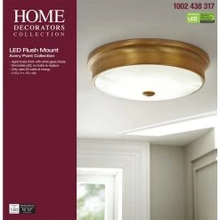 Versailles 15 in. Aged Brass LED Flush Mount Ceiling Light with White Glass Shade by Home Decorators Collection -Outlet Home Decorators Collection Store aged brass home decorators collection flush mount lights hd 1560 i c3 1000