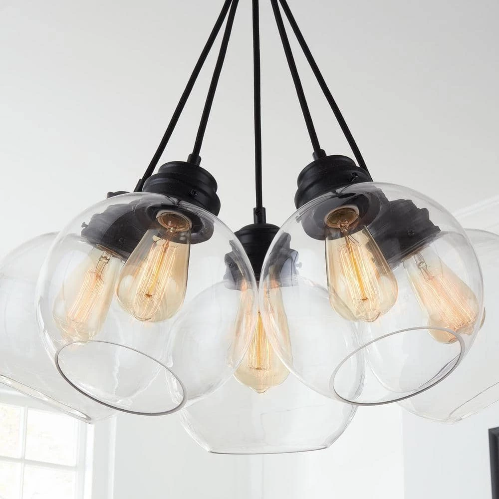 Kent 5-Light Aged Bronze Chandelier with Clear Glass Globes by Home Decorators Collection 6 Kent 5-Light Aged Bronze Chandelier with Clear Glass Globes by Home Decorators Collection - Image 4