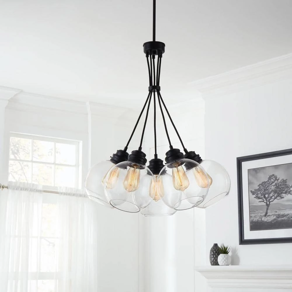 Kent 5-Light Aged Bronze Chandelier with Clear Glass Globes by Home Decorators Collection 4 Kent 5-Light Aged Bronze Chandelier with Clear Glass Globes by Home Decorators Collection - Image 2