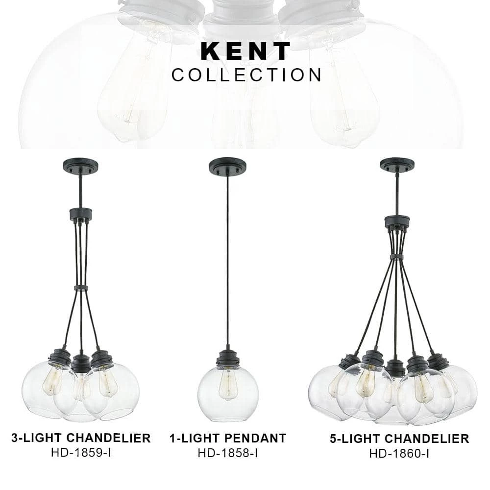 Kent 1-Light Aged Bronze Pendant with Clear Glass Globe by Home Decorators Collection 5 Kent 1-Light Aged Bronze Pendant with Clear Glass Globe by Home Decorators Collection - Image 3