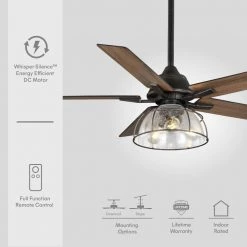Casun 52 in. LED Indoor Aged Iron Ceiling Fan with Remote Control and Light Kit by Home Decorators Collection -Outlet Home Decorators Collection Store aged iron home decorators collection ceiling fans with lights 11252aiwncn 4f 1000