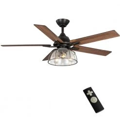 Casun 52 in. LED Indoor Aged Iron Ceiling Fan with Remote Control and Light Kit by Home Decorators Collection
