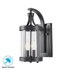 Glastonbury Caged 2-Light Aged Iron Outdoor Wall Lantern Sconce by Home Decorators Collection -Outlet Home Decorators Collection Store aged iron home decorators collection outdoor sconces 302361094 c3 1000