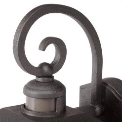 Brimfield 14.2 in. Aged Iron 1 Light Outdoor Wall Lantern with Clear Seedy Glass Shade and 220 Motion Sensing by Home Decorators Collection -Outlet Home Decorators Collection Store aged iron home decorators collection outdoor sconces hb7251ma 292 a0 1000