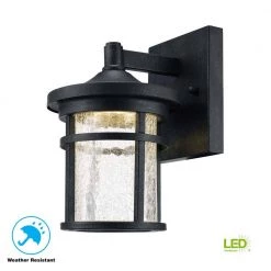 Westbury Collection Aged Iron Outdoor LED Wall Lantern Sconce with Crackle Glass by Home Decorators Collection -Outlet Home Decorators Collection Store aged iron home decorators collection outdoor sconces led kb s 08304 77 1000