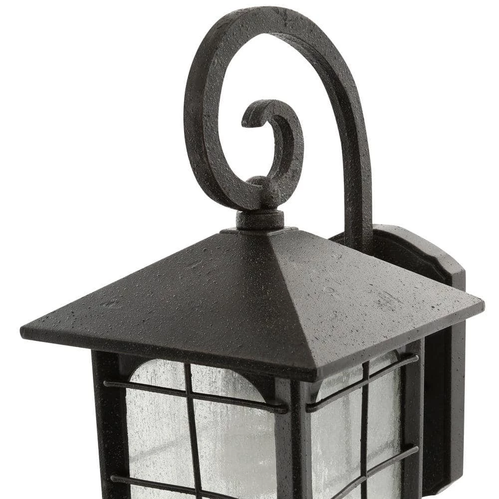 Brimfield 12.75 in. Aged Iron 1 Light Outdoor Wall Lantern with Clear Seedy Glass Shade by Home Decorators Collection 6 Brimfield 12.75 in. Aged Iron 1 Light Outdoor Wall Lantern with Clear Seedy Glass Shade by Home Decorators Collection - Image 4