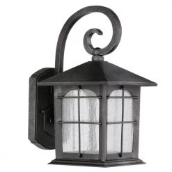 Brimfield 12.75 in. Aged Iron LED Outdoor Wall Lantern with Clear Seedy Glass Shade by Home Decorators Collection -Outlet Home Decorators Collection Store aged iron home decorators collection outdoor sconces y37029aled 292 77 1000