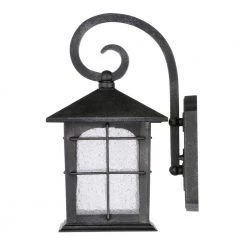 Brimfield 12.75 in. Aged Iron LED Outdoor Wall Lantern with Clear Seedy Glass Shade by Home Decorators Collection -Outlet Home Decorators Collection Store aged iron home decorators collection outdoor sconces y37029aled 292 a0 1000