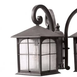 Brimfield 88.5 in. Aged Iron 3-Head, 3-Light Outdoor Post Lamp with Clear Seedy Glass Shade by Home Decorators Collection -Outlet Home Decorators Collection Store aged iron home decorators collection post light sets hb7019a 292 40 1000