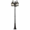 Brimfield 88.5 in. Aged Iron 3-Head, 3-Light Outdoor Post Lamp with Clear Seedy Glass Shade by Home Decorators Collection