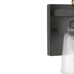 Knollwood 4.5 in. Antique Bronze Sconce with Vintage Brass Accents and Clear Glass Shade by Home Decorators Collection -Outlet Home Decorators Collection Store antique bronze home decorators collection vanity lighting 7995hdcab 1f 1000