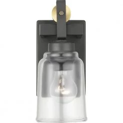 Knollwood 4.5 in. Antique Bronze Sconce with Vintage Brass Accents and Clear Glass Shade by Home Decorators Collection -Outlet Home Decorators Collection Store antique bronze home decorators collection vanity lighting 7995hdcab c3 1000