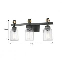 Knollwood 3-Light Antique Bronze Vanity Light with Vintage Brass Accents and Clear Glass Shades by Home Decorators Collection -Outlet Home Decorators Collection Store antique bronze home decorators collection vanity lighting 7997hdcab 40 1000