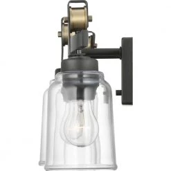 Knollwood 3-Light Antique Bronze Vanity Light with Vintage Brass Accents and Clear Glass Shades by Home Decorators Collection -Outlet Home Decorators Collection Store antique bronze home decorators collection vanity lighting 7997hdcab 4f 1000