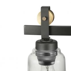 Knollwood 3-Light Antique Bronze Vanity Light with Vintage Brass Accents and Clear Glass Shades by Home Decorators Collection -Outlet Home Decorators Collection Store antique bronze home decorators collection vanity lighting 7997hdcab fa 1000