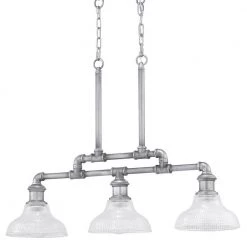 Foxcroft 3-Light Antique Nickel Island Chandelier with Clear Prismatic Glass Shades by Home Decorators Collection -Outlet Home Decorators Collection Store antique nickel home decorators collection chandeliers 8008hdcan c3 1000