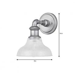 Foxcroft 5 in. Antique Nickel Sconce with Clear Prismatic Glass Shade by Home Decorators Collection -Outlet Home Decorators Collection Store antique nickel home decorators collection vanity lighting 8009hdcan 40 1000