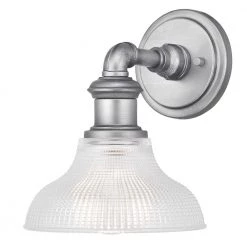 Foxcroft 5 in. Antique Nickel Sconce with Clear Prismatic Glass Shade by Home Decorators Collection -Outlet Home Decorators Collection Store antique nickel home decorators collection vanity lighting 8009hdcan c3 1000