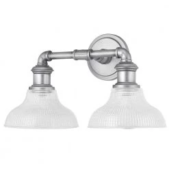 Foxcroft 2-Light Antique Nickel Vanity Light with Clear Prismatic Glass Shades by Home Decorators Collection -Outlet Home Decorators Collection Store antique nickel home decorators collection vanity lighting 8010hdcan fa 1000