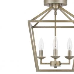 Weyburn 16.5 in. 4-Light Antique Silver Leaf Lantern Farmhouse Semi-Flush Mount Ceiling Light Fixture by Home Decorators Collection -Outlet Home Decorators Collection Store antique silver leaf home decorators collection flush mount lights c5596 asl a0 1000