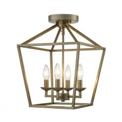 Weyburn 16.5 in. 4-Light Antique Silver Leaf Lantern Farmhouse Semi-Flush Mount Ceiling Light Fixture by Home Decorators Collection -Outlet Home Decorators Collection Store antique silver leaf home decorators collection flush mount lights c5596 asl c3 1000
