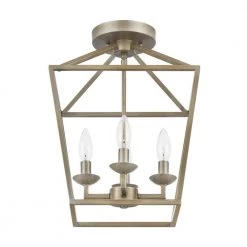 Weyburn 16.5 in. 4-Light Antique Silver Leaf Lantern Farmhouse Semi-Flush Mount Ceiling Light Fixture by Home Decorators Collection -Outlet Home Decorators Collection Store antique silver leaf home decorators collection flush mount lights c5596 asl fa 1000