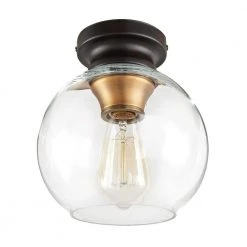 Evelyn 8 in. 1-Light Modern Industrial Bronze Flush Mount Ceiling Light with Clear Glass Shade by Home Decorators Collection -Outlet Home Decorators Collection Store artisan bronze home decorators collection flush mount lights hb1078 313 77 1000