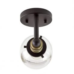 Evelyn 6 in. 1-Light Bronze Modern Industrial Wall Mount Sconce Light with Clear Glass Shade by Home Decorators Collection -Outlet Home Decorators Collection Store artisan bronze home decorators collection vanity lighting hb15018 313 77 1000