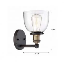 Evelyn 6 in. 1-Light Bronze Modern Industrial Wall Mount Sconce Light with Clear Glass Shade by Home Decorators Collection -Outlet Home Decorators Collection Store artisan bronze home decorators collection vanity lighting hb15018 313 a0 1000