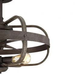 Keowee 23 in. Indoor/Outdoor Artisan Iron Farmhouse Dual Mount Caged Ceiling Fan with Light Kit and Remote Control by Home Decorators Collection -Outlet Home Decorators Collection Store artisan iron elm wood home decorators collection ceiling fans with lights 1009hdcaidi 1f 1000