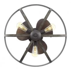 Keowee 23 in. Indoor/Outdoor Artisan Iron Farmhouse Dual Mount Caged Ceiling Fan with Light Kit and Remote Control by Home Decorators Collection -Outlet Home Decorators Collection Store artisan iron elm wood home decorators collection ceiling fans with lights 1009hdcaidi 4f 1000