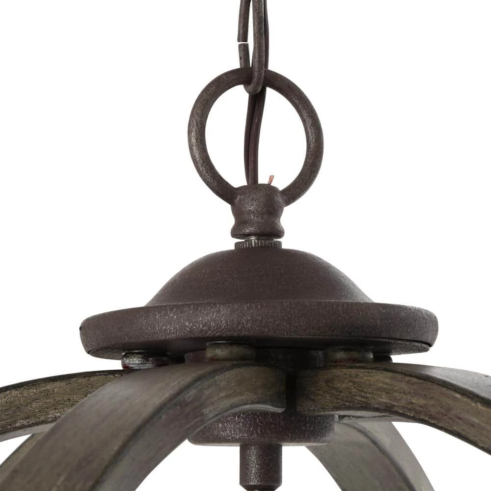 Keowee 24-1/4 in. 6-Light Artisan Iron Farmhouse Orb Chandelier with Coastal Antique White Wood Accents by Home Decorators Collection 8 Keowee 24-1/4 in. 6-Light Artisan Iron Farmhouse Orb Chandelier with Coastal Antique White Wood Accents by Home Decorators Collection - Image 6