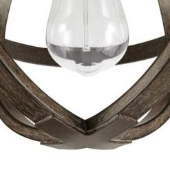 Keowee 10-3/4 in. 1-Light Artisan Iron Farmhouse Mini-Pendant with Distressed Elm Wood Accents by Home Decorators Collection -Outlet Home Decorators Collection Store artisan iron elm wood home decorators collection pendant lights 1005hdcaidi 1d 1000