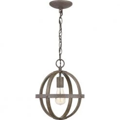Keowee 10-3/4 in. 1-Light Artisan Iron Farmhouse Mini-Pendant with Distressed Elm Wood Accents by Home Decorators Collection -Outlet Home Decorators Collection Store artisan iron elm wood home decorators collection pendant lights 1005hdcaidi 44 1000