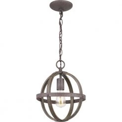 Keowee 10-3/4 in. 1-Light Artisan Iron Farmhouse Mini-Pendant with Distressed Elm Wood Accents by Home Decorators Collection -Outlet Home Decorators Collection Store artisan iron elm wood home decorators collection pendant lights 1005hdcaidi 4f 1000