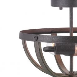 Keowee 13 in. 2-Light Artisan Iron Semi-Flush Mount with Distressed Elm Wood Accents by Home Decorators Collection -Outlet Home Decorators Collection Store artisan iron home decorators collection flush mount lights 1002hdcaidi 40 1000