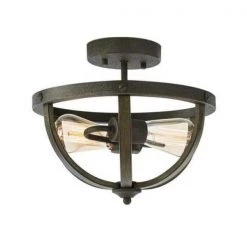 Keowee 13 in. 2-Light Artisan Iron Semi-Flush Mount with Distressed Elm Wood Accents by Home Decorators Collection -Outlet Home Decorators Collection Store artisan iron home decorators collection flush mount lights 1002hdcaidi 66 1000