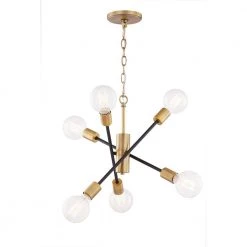 Fife 6-Light Matte Black and Aged Brass Sputnik Chandelier by Home Decorators Collection
