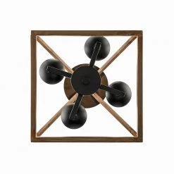 Weyburn 16.5 in. 4-Light Black and Faux Wood Lantern Farmhouse Semi-Flush Mount Kitchen Ceiling Light Fixture by Home Decorators Collection -Outlet Home Decorators Collection Store black and faux wood home decorators collection flush mount lights c5596 fw bk 1f 1000