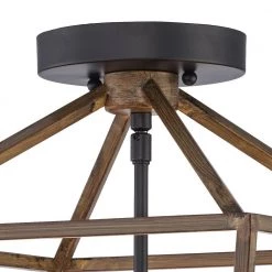 Weyburn 16.5 in. 4-Light Black and Faux Wood Lantern Farmhouse Semi-Flush Mount Kitchen Ceiling Light Fixture by Home Decorators Collection -Outlet Home Decorators Collection Store black and faux wood home decorators collection flush mount lights c5596 fw bk 44 1000