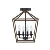 Weyburn 16.5 in. 4-Light Black and Faux Wood Lantern Farmhouse Semi-Flush Mount Kitchen Ceiling Light Fixture by Home Decorators Collection -Outlet Home Decorators Collection Store black and faux wood home decorators collection flush mount lights c5596 fw bk 64 1000