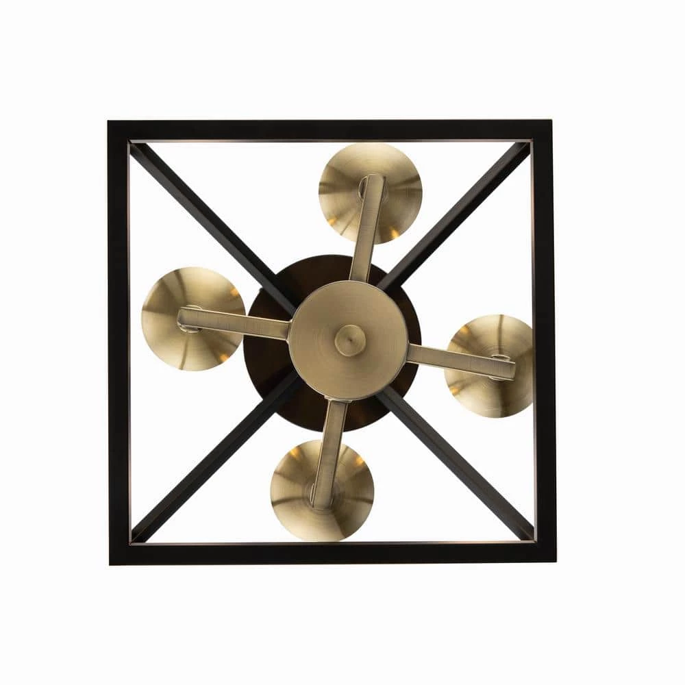 Weyburn 16.5 in. 4-Light Black and Gold Lantern Farmhouse Semi-Flush Mount Kitchen Ceiling Light Fixture by Home Decorators Collection 11 Weyburn 16.5 in. 4-Light Black and Gold Lantern Farmhouse Semi-Flush Mount Kitchen Ceiling Light Fixture by Home Decorators Collection - Image 9