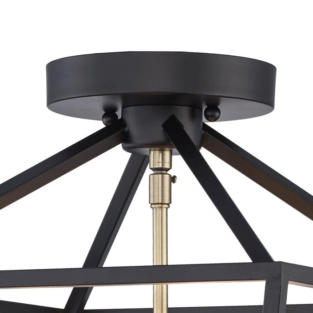 Weyburn 16.5 in. 4-Light Black and Gold Lantern Farmhouse Semi-Flush Mount Kitchen Ceiling Light Fixture by Home Decorators Collection 12 Weyburn 16.5 in. 4-Light Black and Gold Lantern Farmhouse Semi-Flush Mount Kitchen Ceiling Light Fixture by Home Decorators Collection - Image 10