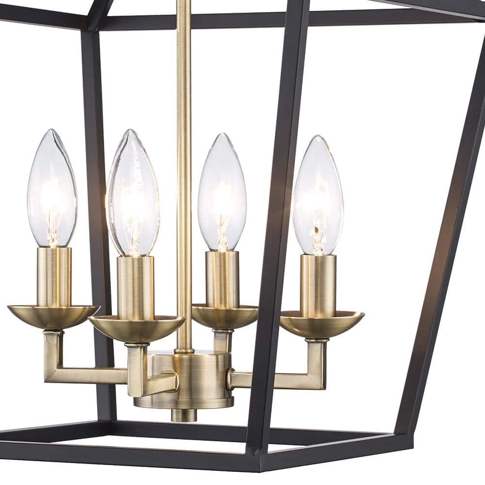 Weyburn 16.5 in. 4-Light Black and Gold Lantern Farmhouse Semi-Flush Mount Kitchen Ceiling Light Fixture by Home Decorators Collection 10 Weyburn 16.5 in. 4-Light Black and Gold Lantern Farmhouse Semi-Flush Mount Kitchen Ceiling Light Fixture by Home Decorators Collection - Image 8