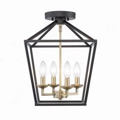 Weyburn 16.5 in. 4-Light Black and Gold Lantern Farmhouse Semi-Flush Mount Kitchen Ceiling Light Fixture by Home Decorators Collection 18 Weyburn 16.5 in. 4-Light Black and Gold Lantern Farmhouse Semi-Flush Mount Kitchen Ceiling Light Fixture by Home Decorators Collection -Outlet Home Decorators Collection Store black and gold home decorators collection flush mount lights c5596 bk gd 77 1000