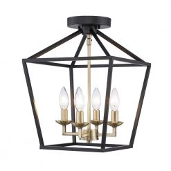 Weyburn 16.5 in. 4-Light Black and Gold Lantern Farmhouse Semi-Flush Mount Kitchen Ceiling Light Fixture by Home Decorators Collection 19 Weyburn 16.5 in. 4-Light Black and Gold Lantern Farmhouse Semi-Flush Mount Kitchen Ceiling Light Fixture by Home Decorators Collection -Outlet Home Decorators Collection Store black and gold home decorators collection flush mount lights c5596 bk gd c3 1000