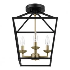 Weyburn 16.5 in. 4-Light Black and Gold Lantern Farmhouse Semi-Flush Mount Kitchen Ceiling Light Fixture by Home Decorators Collection 23 Weyburn 16.5 in. 4-Light Black and Gold Lantern Farmhouse Semi-Flush Mount Kitchen Ceiling Light Fixture by Home Decorators Collection -Outlet Home Decorators Collection Store black and gold home decorators collection flush mount lights c5596 bk gd fa 1000